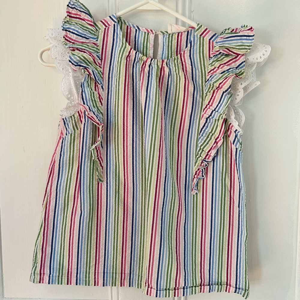 Crewcuts Multicolor Striped Ruffle Sleeve Blouse